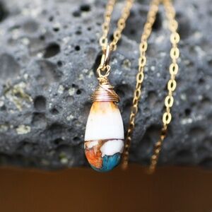 New Wire Wrapped Handmade Turquoise Pendant, 14k Gold Filled